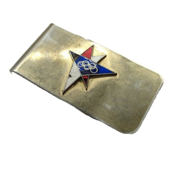 Money Clip Olympics Gold Tone Credit Card Cash ID Holder - Picture 1 of 8